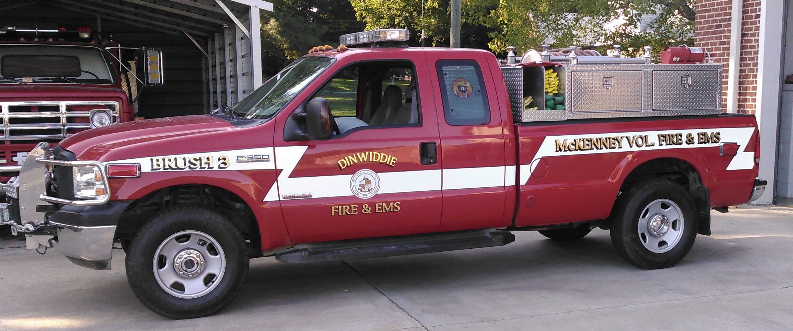 Red brush fire truck