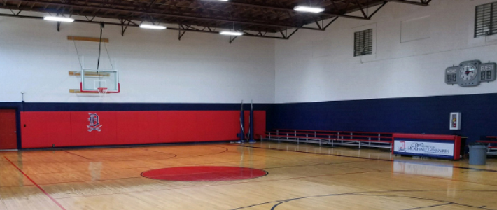 McKenney basketball gym with bleachers