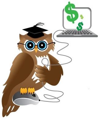Image of a owl sitting on a mouse with a computer
